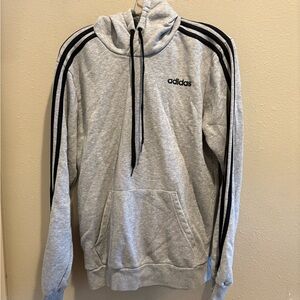 Adidas Gray Hoodie with Black Sleeve Stripes